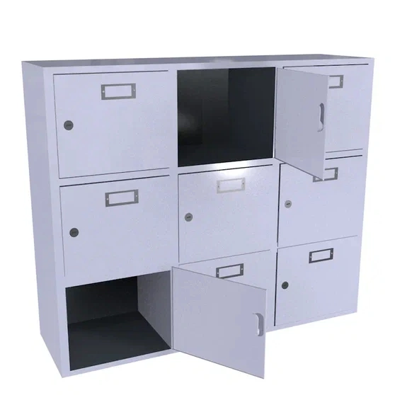 Шкаф для касок на 9 ячеек (3х3) 1010x1214x350 мм Светло-серый