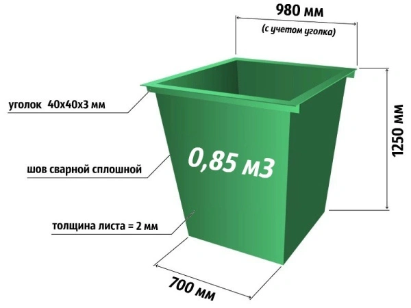контейнер 0,85 м³ для тбо гост артикул 