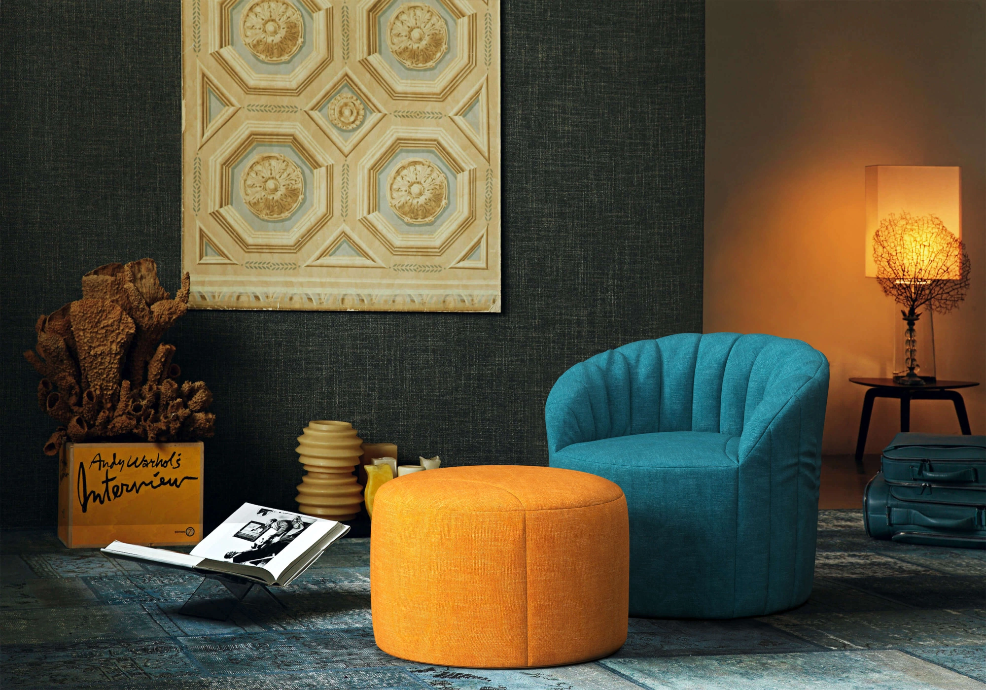 Бескаркасное кресло Шелл Ламбре велюр