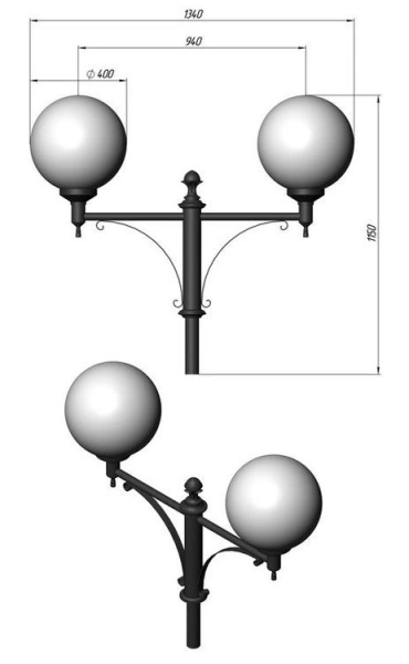 Фонарь уличный «Парк - М» со светильниками 4,15 м