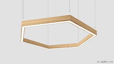 Шестиугольный светильник WOOD HEXAGON 3000K 80W Ясень оливковый, корпус 