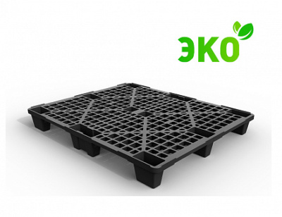 Поддон пластиковый перфорированный 1200х1000х135 на ножках черный. Нагрузка 1000 кг 