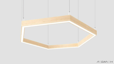 Шестиугольный светильник WOOD HEXAGON 3000K 80W Ясень белый, корпус 