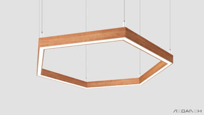 Шестиугольный светильник WOOD HEXAGON 5000K 80W, корпус Груша