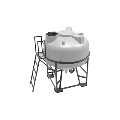 Емкость ЦКТ 3000 л с патрубком 160мм под плотность до 1,5 г/см³ белая в обрешетке с лестницей